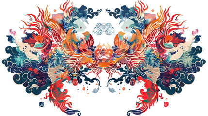 Chinese Zodiac Zenith: Artistic Patterns Celebrating Chinese Astrology Signs. Isolated Premium Vector. White Background 