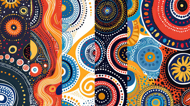 Aboriginal Dreamtime Designs: Patterns Reflecting Australian Indigenous Art and Stories. Isolated Premium Vector. White Background