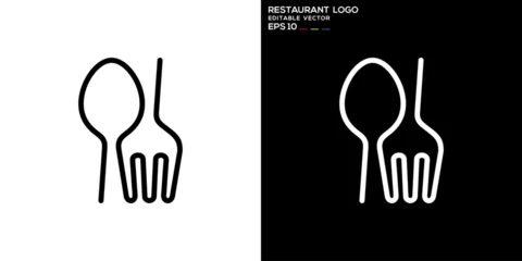 Fotobehang Vector design template of spoon and fork logo with simple model, restaurant, equipment, cutlery, symbol icon EPS 10 © GoedangVector