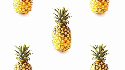 Pineapple pattern on white background, watercolor style painting