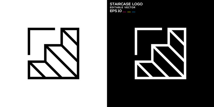 Vector design template of staircase simple logo, stairs, up, growth, success, symbol icon EPS 10
