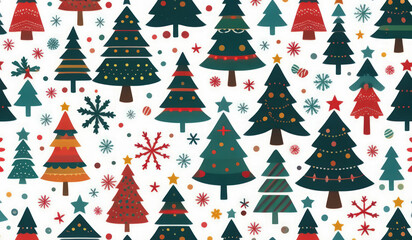 merry christmas background with trees and snowflakes or merry christmas trees and snowflakes or merry christmas background with trees or seamless christmas pattern 
