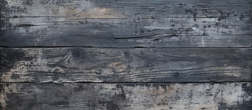Aged Black Peeling Paint on Wood Board Texture Background.