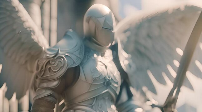 Majestic Winged Knight with Sword with AI generated.
