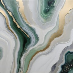 extremely light colors, crystalline veins, painting in gestural brushstrokes, abstract, mixed technique, gold, iridescent white, white and natural tones, light grays, dark green and extremely light.