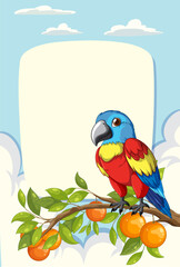 Vibrant vector illustration of a parrot with oranges