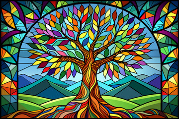 stained glass background is tree