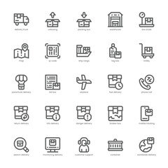 Delivery and Shipping icon pack for your website, mobile, presentation, and logo design. Delivery and Shipping icon outline design. Vector graphics illustration and editable stroke.