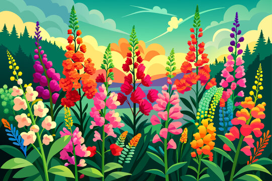 snapdragons flower garden background is