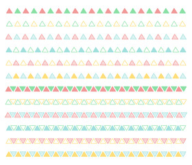 手書きの三角模様の装飾素材、仕切りの装飾、デコレーション線、散布ブラシ