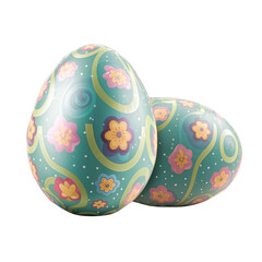 Fototapeta premium Easter background with realistic painted eggs isolated on a transparent background