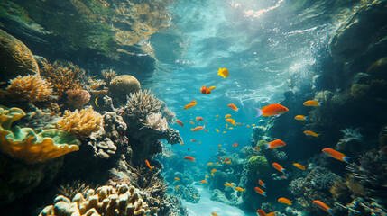 Fototapeta na wymiar Wallpaper Ocean Sea Nature Underwater.