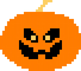 Pumpkin cartoon icon in pixel style