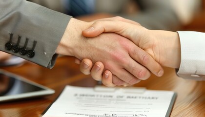 businessmen shaking hands after signing a contract or agreement