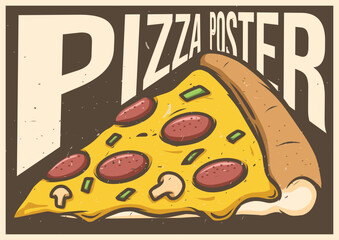 Pizza vintage poster design template