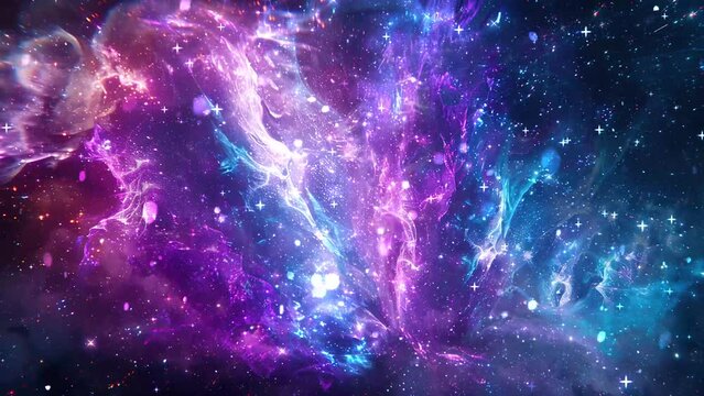 a trio of souls their destinies interwoven in the cosmic space. seamless looping overlay 4k virtual video animation background