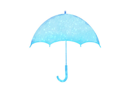 水色の傘の水彩イラスト素材