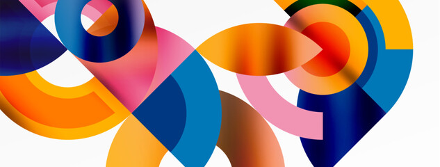 Obraz premium Round elements and circles geometric minimal composition background. Vector Illustration For Wallpaper, Banner, Background, Card, Book Illustration, landing page