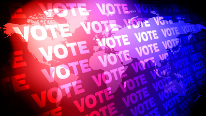 Politics vote text and world map creative backdrop for presidential election inspiration