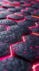 Obraz premium Abstract Futuristic Surface with Hexagonal Pattern and Glowing Neon Lights for Design