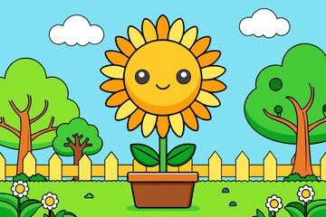 sunflower garden background is tree