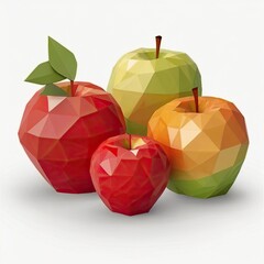 Low-poly apples on a white background.