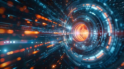 Obraz premium Quantum Teleportation Device in Big Data Network Vortex