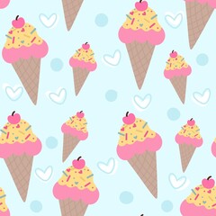 seamless pattern with ice cream