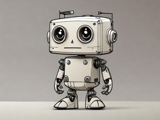 Fototapeta premium simple line drawing of childlike robot