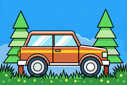 suv cute background is tree