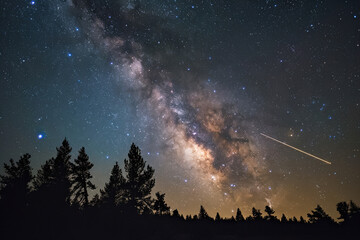 Fototapeta na wymiar Night sky photography capturing meteor showers or auroras.