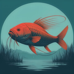 Fototapeta premium fish in the water or goldfish in the water or fish in the aquarium or goldfish in aquarium or fish isolated on white or fish isolated