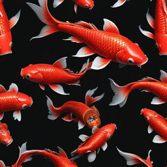 pattern with fish or pattern with fishes or red and yellow fish or red and white fish or seamless pattern with fishes or seamless pattern with fish