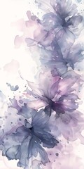 two purple flowers blurred dreamy illustration large patches plain colors petals falling ultra shapes wilted