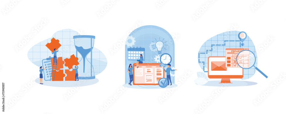 Poster project management concept. marketing analysis and development. successful business project planning