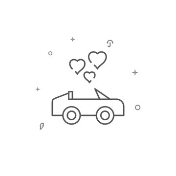Wedding convertible simple vector line icon. Symbol, pictogram, sign isolated on white background. Editable stroke