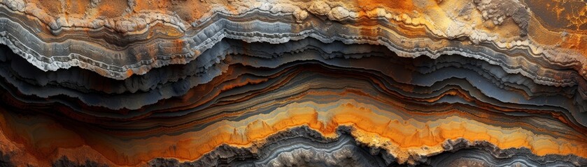 abstract rendering of layered sedimentary rock background, rich earth tones with detailed textures - obrazy, fototapety, plakaty