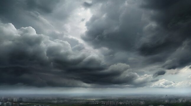 a view of a cloudy sky, capturing the dramatic contrast before the rain falls. depicts an impending storm. generative ai