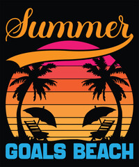 Summer Goals Beach: summer beach background, summer beach poster, summer beach art, summer beach t shirt design, 