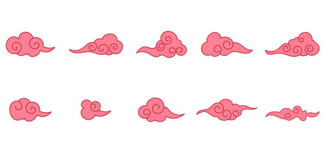 flat traditional japanese cloud illustration element