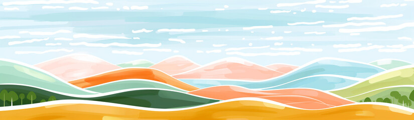 Cartoon Landscape Website Banner, Website Header Wallpaper