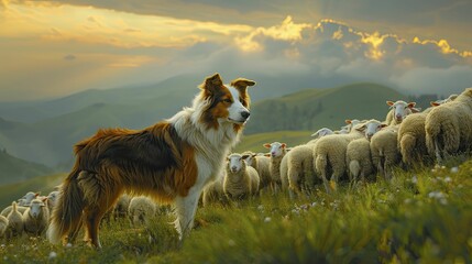 Border collie showing leadership and teamwork on a green hill, exemplifying corporate management training programs.