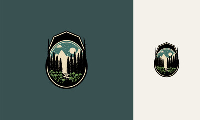 Camping wilderness adventure badge graphic design logo emblem