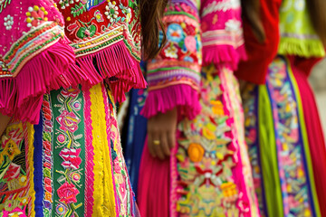 Fototapeta na wymiar Close-ups of traditional clothing worn during celebrations.