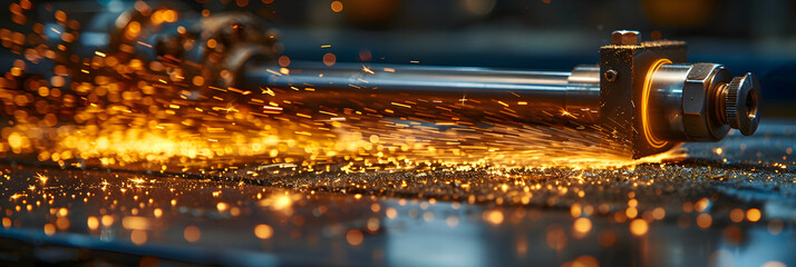  Sparks Flying While Machine Grinding and Finish,
Light effects HD 8K wallpaper Stock Photographic Image
 - obrazy, fototapety, plakaty