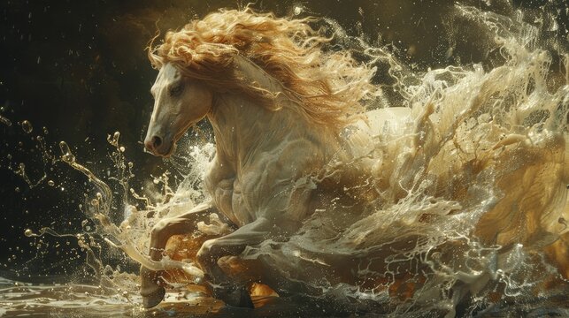 Horse reflected in a mirror showing a lion, depicting the blend of speed with strength, a desirable trait for ambitious enterprises.