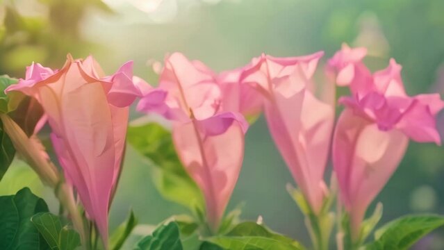 close up pink flower. 4k video animation