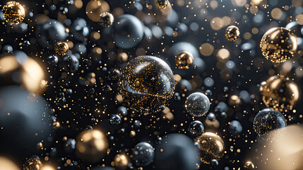 bounding shiny particles. 3d illustration, 3d rendering.