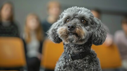 Poodle's tricks showcase adaptability and skill growth in professional training services before an audience.