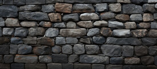 Varnished cobblestone stone wall.